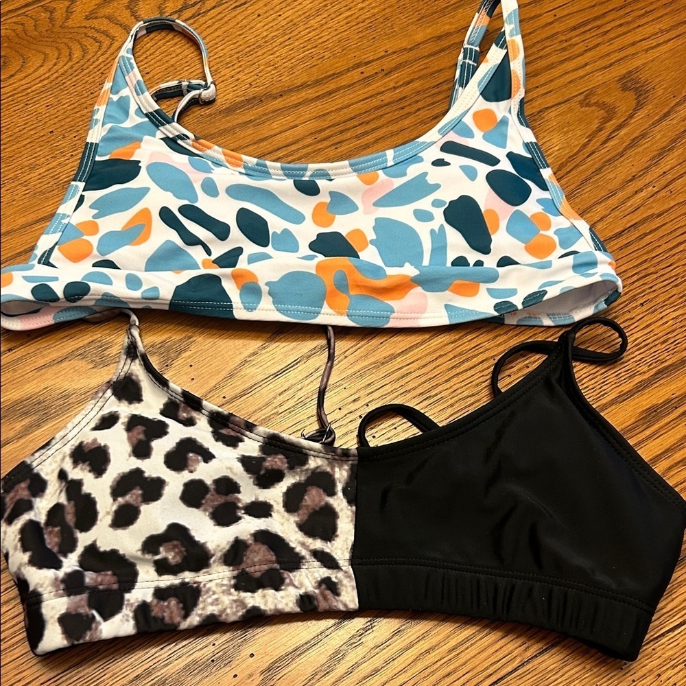 SHEIN Abstract and Black Bralette Duo